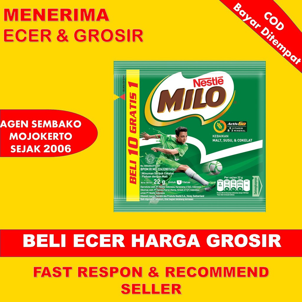 

MILO SUSU SACHET 22 GRAM ECER GROSIR RENCENG MURAH