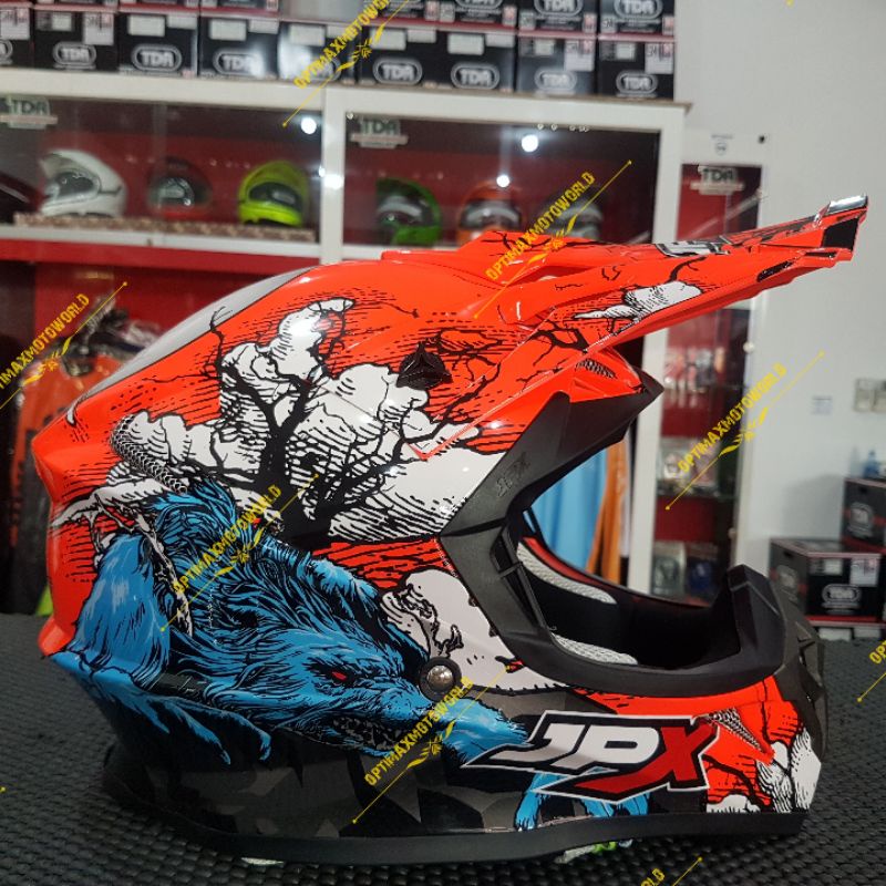 HELM JPX CROSS MOTIF LENGKAP ORIGINAL JPX KLX MOTIF CROSS HELM TRAIL ADVENTURE X-14