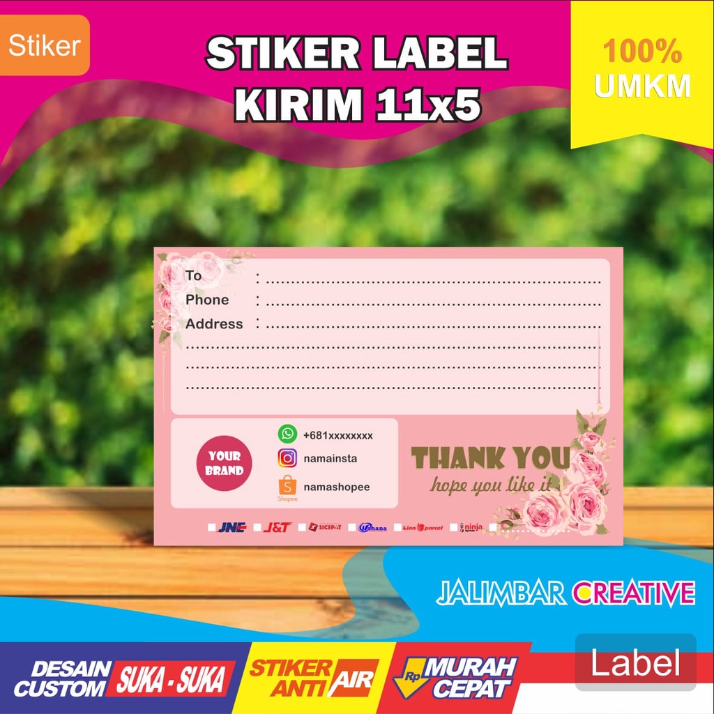 

Isi 100 - Stiker Label Pengiriman Onlineshop Olshop Custom Horizontal Ukuran 11 x 5 cm