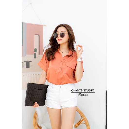 BLOUSE FASHION GIANTS BASIC/KEMEJA GIANTS KANCING 2 IMPORT BANGKOK (BJFS127)