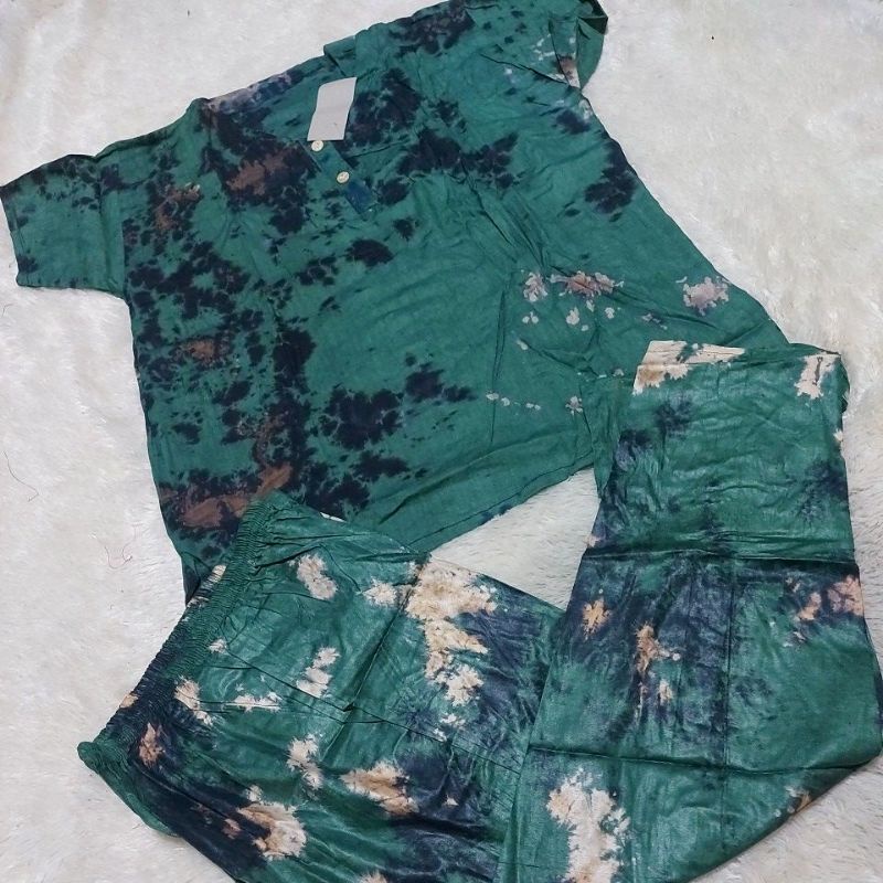 ONE SET PIYAMA CP TIEDYE WANITA / SET PAJAMAS TIE DYE CELANA PANJANG (etalase1)-Motif 12