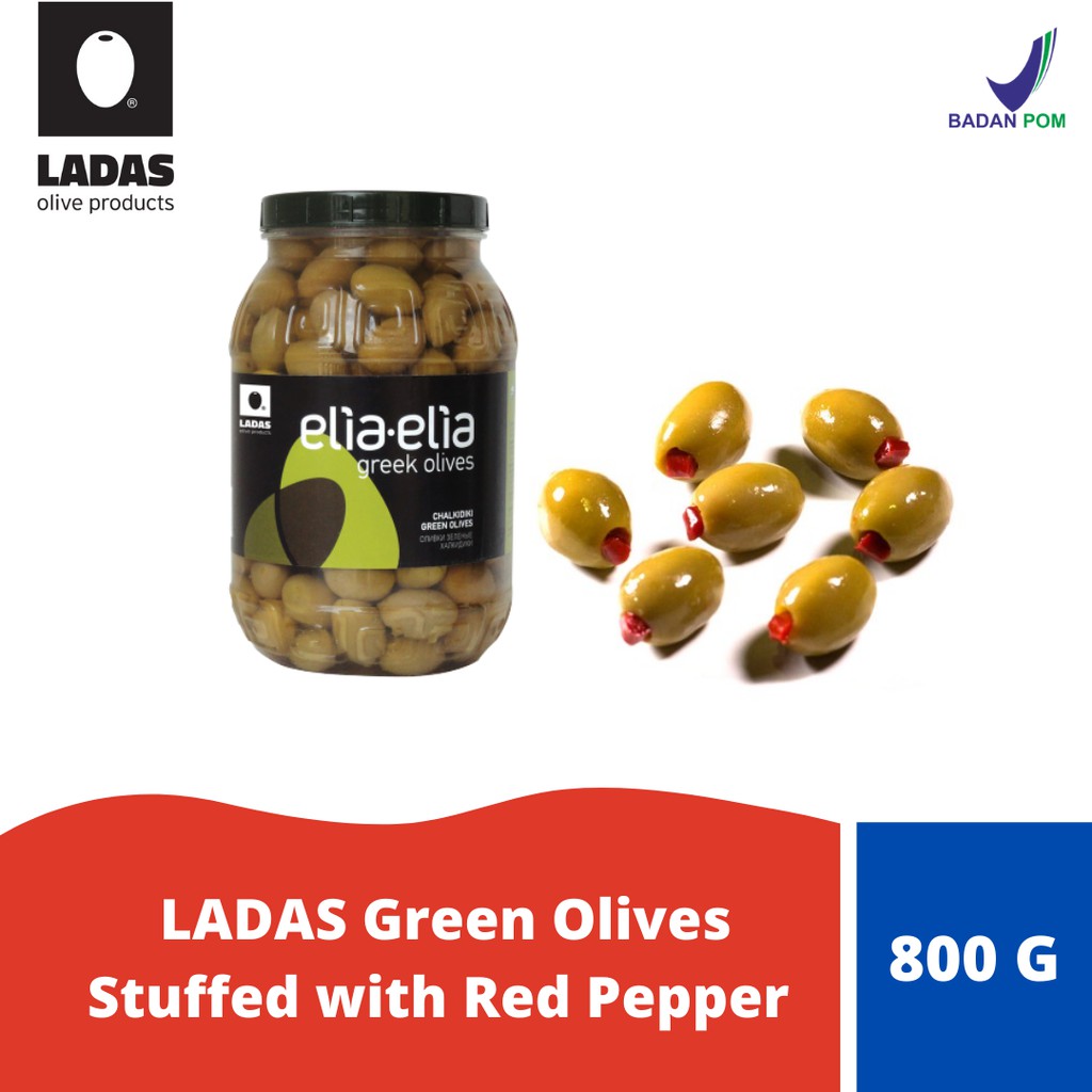 

LADAS Green Olives Stuffed with Red Pepper - 800 gr