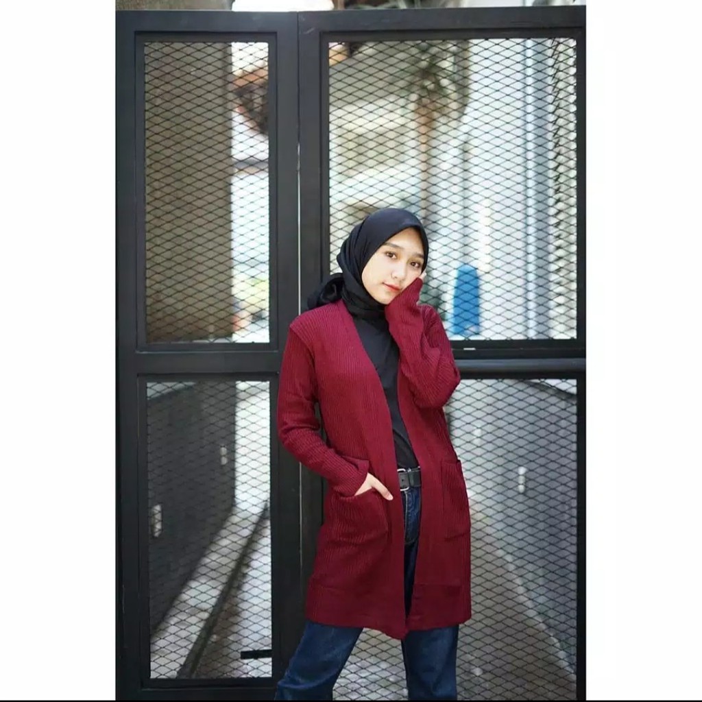 Kardigan Wanita Rajut Halus Long Cardigan