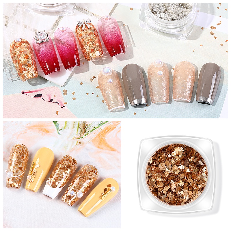 【 COD 】Nail Mica Slices/YUNMU SLICES Irregular Copper Flake Gravel For Japan Glitter Nail Art Manicure Accessories