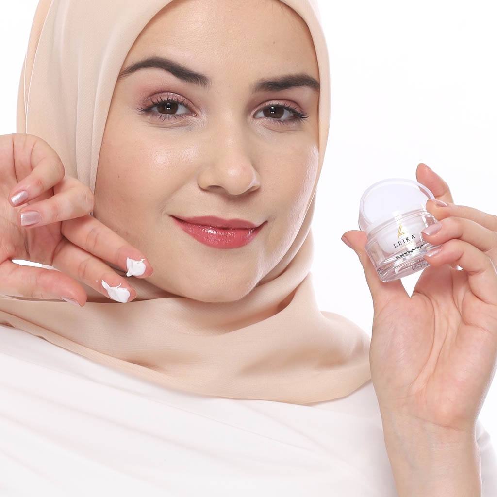 Asli! Penghilang Jerawat dan Bekas Jerawat Pria Wanita Paling Ampuh Permanen Penghilang Jerawat / Jerawat Pasir / Jerawat Batu / Bruntusan  - Leika Skincare Glowing Night Cream 100% Resmi BPOM Halal