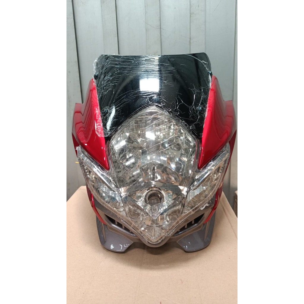 kedok lampu depan komplit suzuki satria fu 2010 barong merah grey