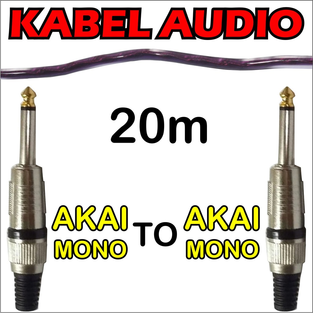 Kabel Audio AKAI Mono to AKAI Mono Serba Guna Mixer Mic Amplifier Recorder Video 20m 20 meter