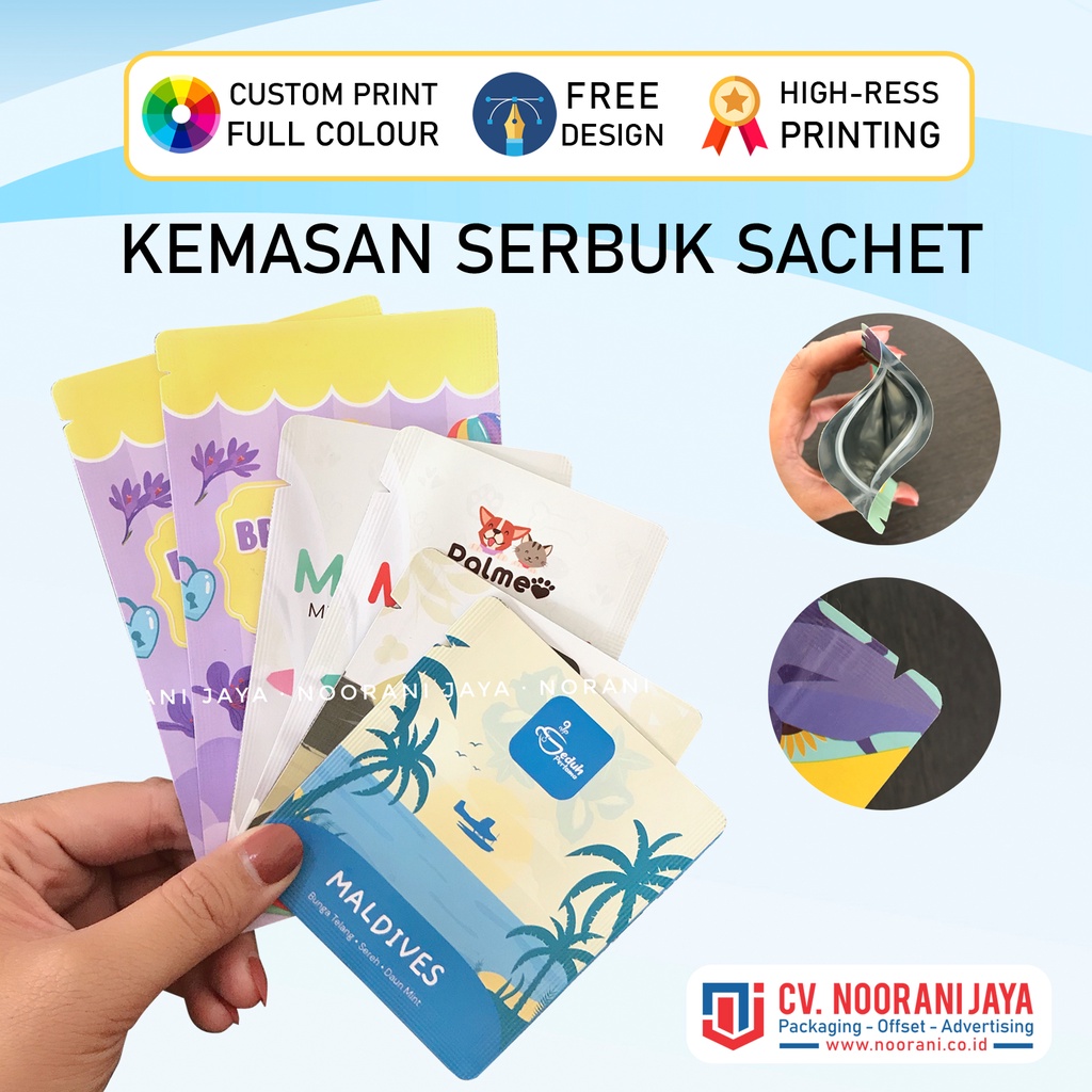 Kemasan Serbuk SACHET CETAK CUSTOM Full Printing