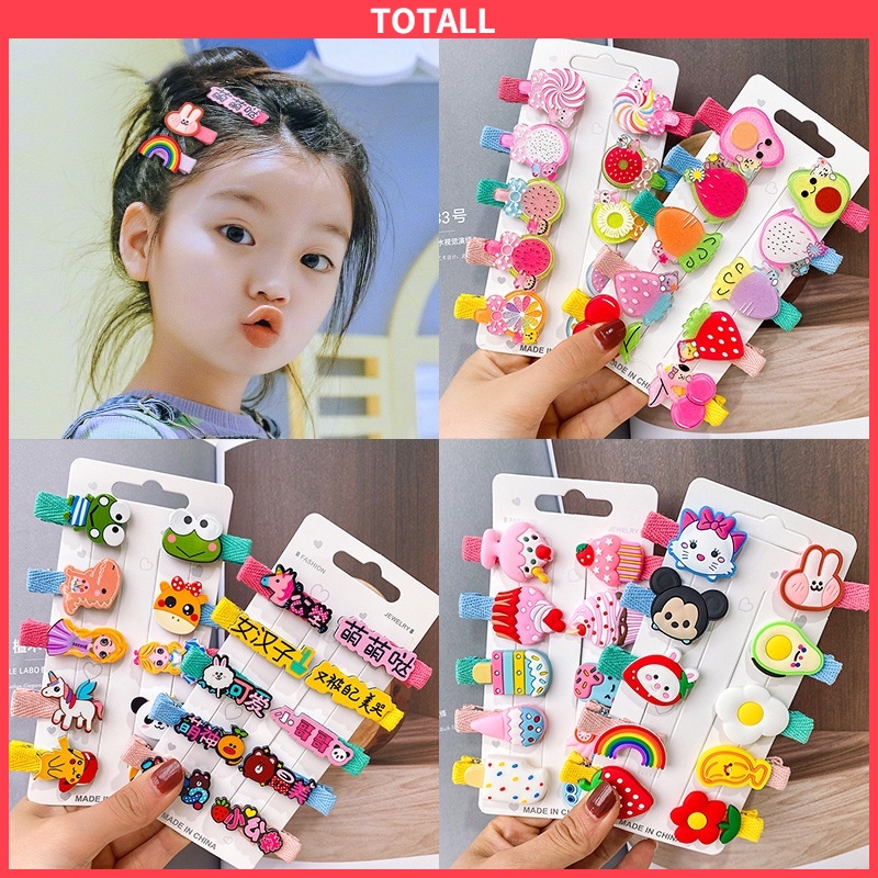 [✅READY STOCK] 10Pcs Jepitan Rambut Anak Jepit Rambut Korea Kids Unicorn Candy Fruit Hair Clips  Penjualan Panas Mode