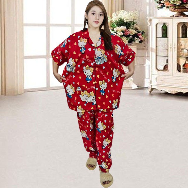 ISANNY PIYAMA SET SIZE.XXL/PIYAMA CP JUMBO KARAKTER/PIYAMA MURAH/PAKAIAN WANITA/REAL PICT-HK LOVE MERAH