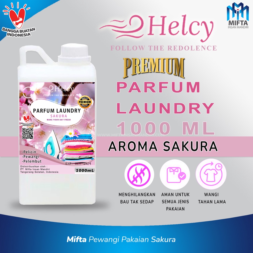 PEWANGI SETRIKA PAKAIAN PREMIUM 1 LITER /  PENGHARUM PAKAIAN HELCY