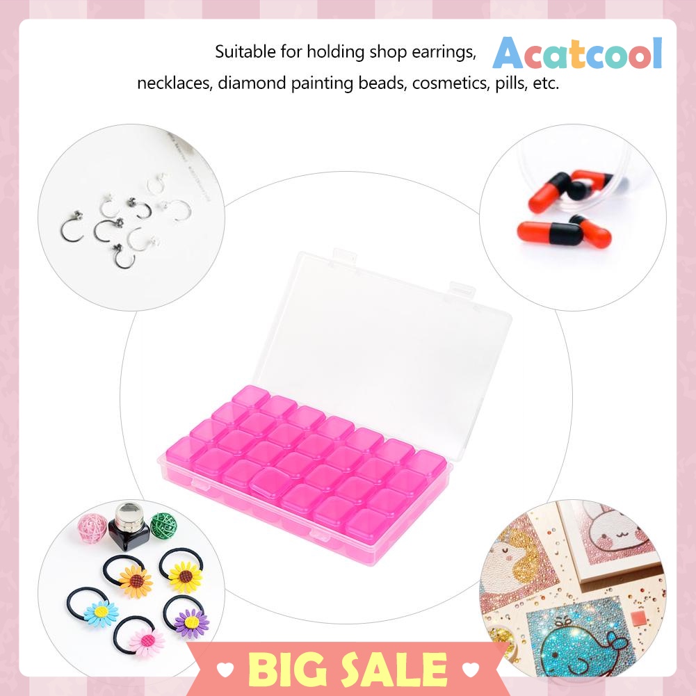 28 Grids Jewelry Box Diamond Embroidery Crystal Bead Organizer Storage Case