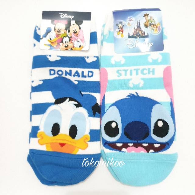 Kaos kaki Korea Donald Stich M⁷ickey Pluto Toy Story Monster Inc Chip Dale Snoopy Pooh