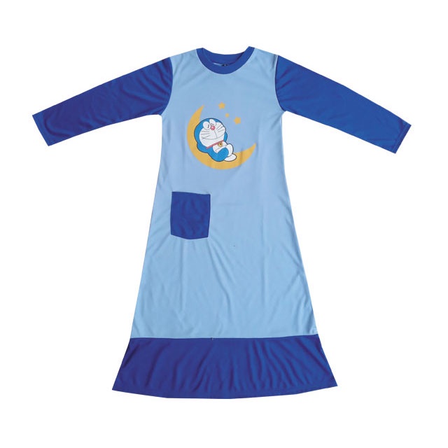 Dress Anak Karakter Doraemon Ukuran (S-M-L-XL) / Gamis anak karakter doraemon / Dress anak gambar doraemon / Baju Anak