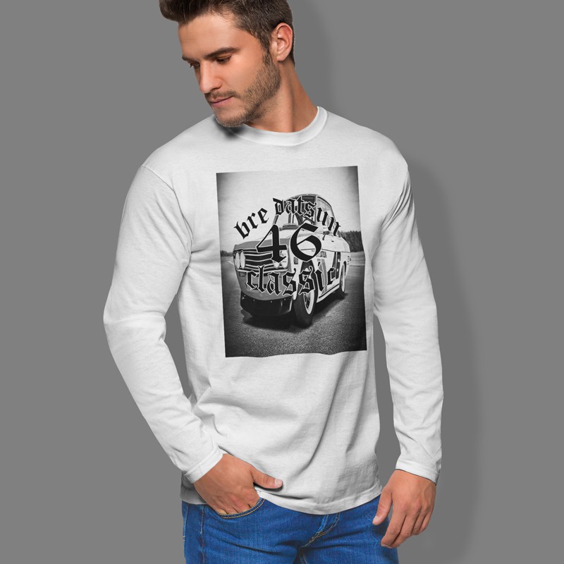 Kaos Tangan Panjang Bre 46 Cassic Datsun Tshirt Casual Bahan Katun Unisex T-Shirt