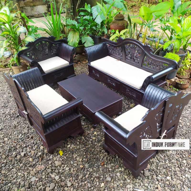 KURSI TAMU MADURA JATI SOLID + BANTALAN JOK 3211
