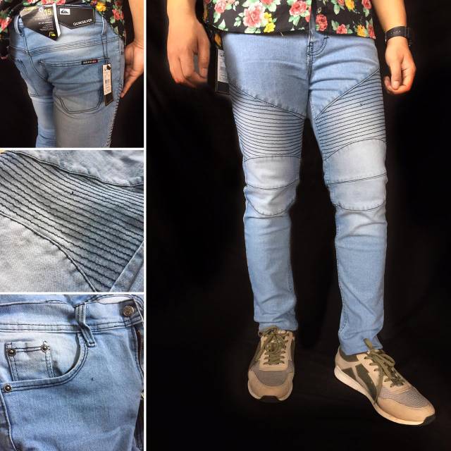 Celana Jeans Bikers Panjang Distro Slimfit Pensil Bahan Stretch Size 28-34