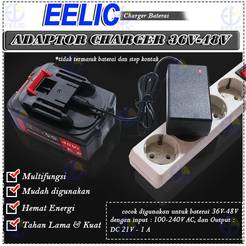 EELIC ADT-C48V Adaptor charger baterai mesin bor gerinda baterai 36v-48v