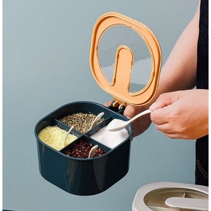 Tempat Kotak Bumbu 4 sekat / Tempat Bumbu dapur 4in1 Minimalis Modern
