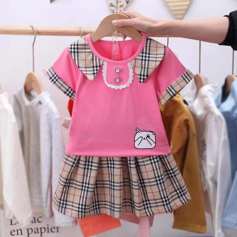 setelan Baju anak perempuan celana rok + kaos katun premium set anak cewek import face cat MB