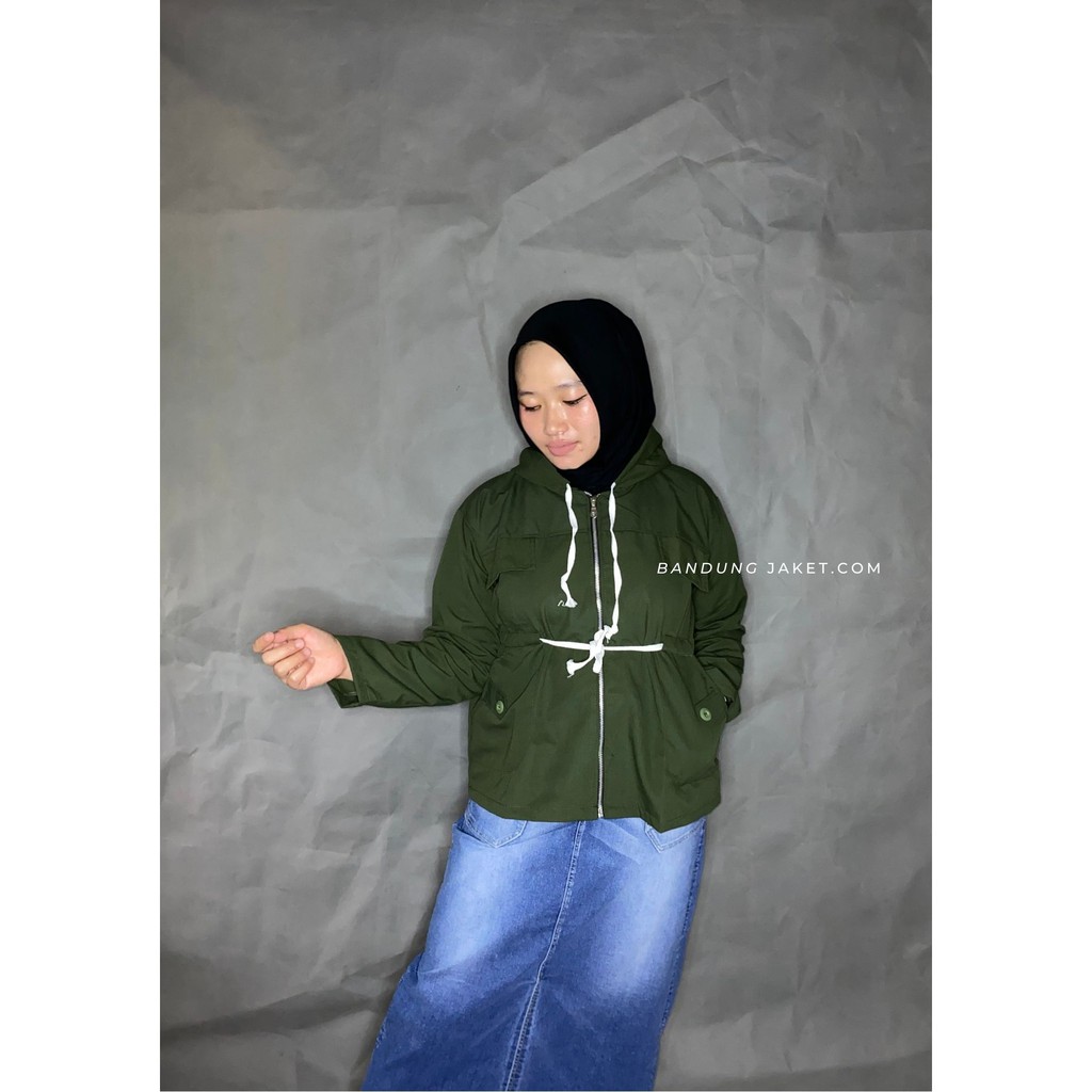 JAKET MERLIN PARKA HOODIE || Jaket Semi Parka cewek