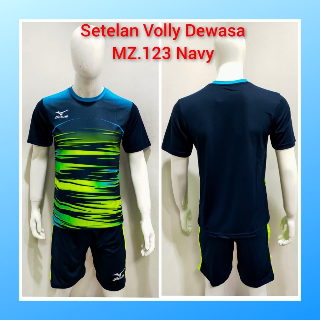 Kaos bola voli pria jersey volley ball baju celana setelan wanita dewasa t-shirt outfit seragam jarsey kostum olahraga pakaian apparel sport jersy volly casual jersi custom print suit MZ123 navy