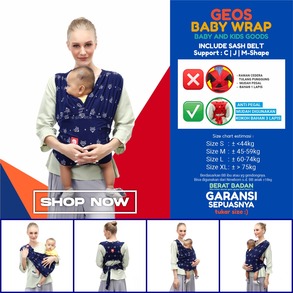 Gendongan Bayi Depan Gendongan Bayi Samping Praktis Anti Pegal Cimo Original-DIAMOND