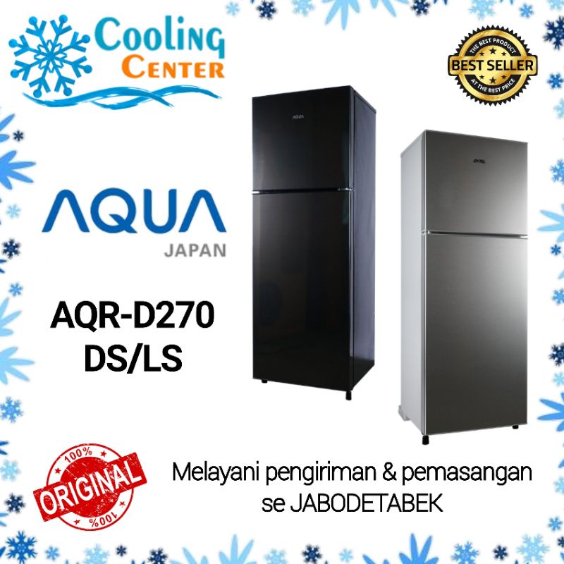 KULKAS AQUA JAPAN AQR-D270 LEMARI ES 2 PINTU NO FROST 270 - HITAM