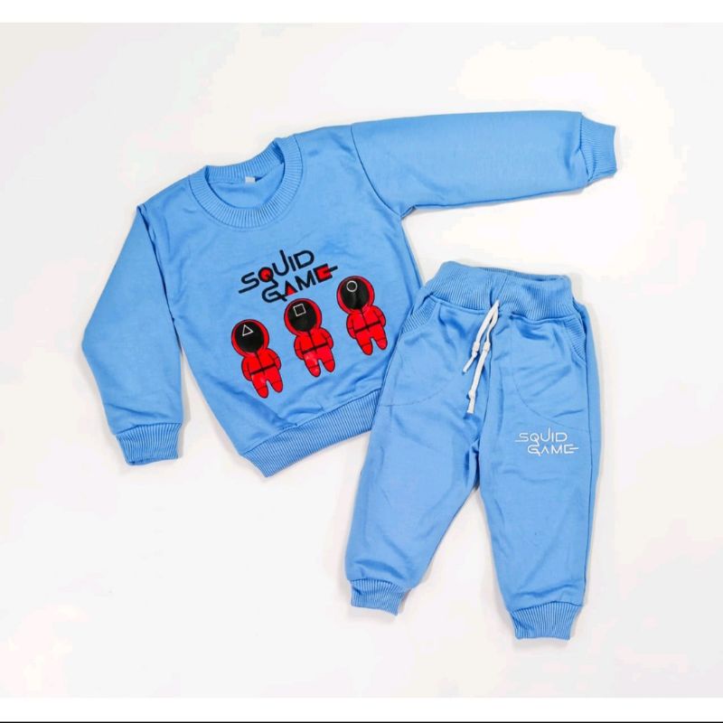 Stelan sweater anak viral motif squid game terlaris termurah stelan anak trening baju anak murah