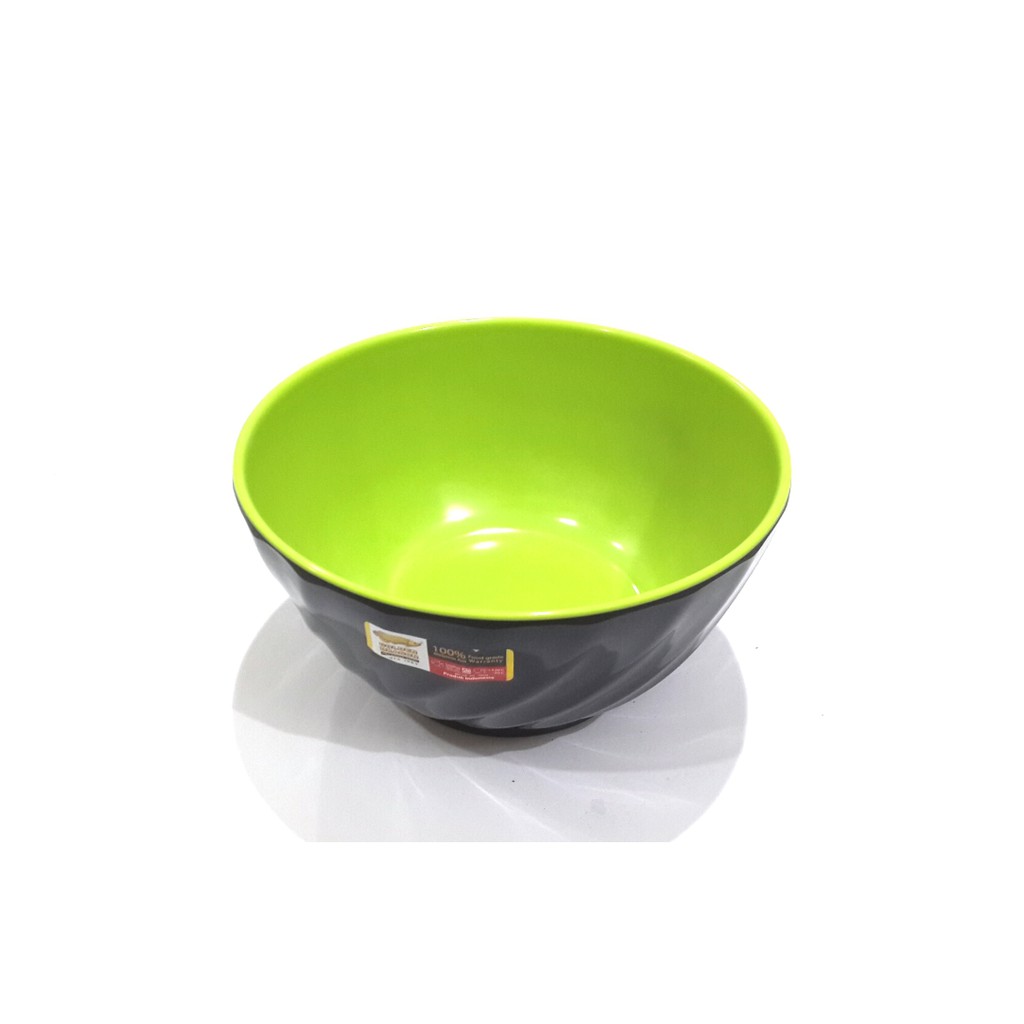 MANGKOK RAMEN W06A3 Mangkok MELAMIN Ulir Miring  Golden Dragon - 6 inch Hijau Stabilo  Hitam