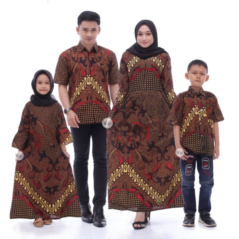 Baju Batik Couple Keluarga Terbaru 2021 sania ruffle ori ndoro jowi dnt dimensi coklat Termurah