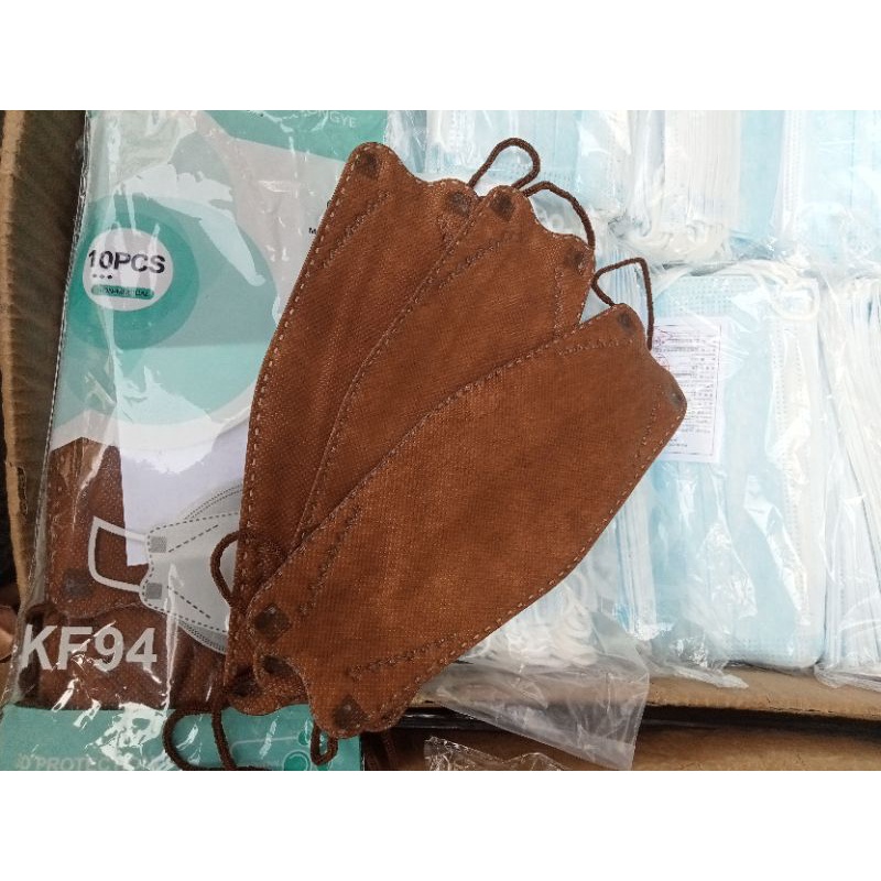 Masker kf94 4ply untuk dewasa warna brown/coklat tua 1 pack isi 20 pcs paket harga lebih hemat
