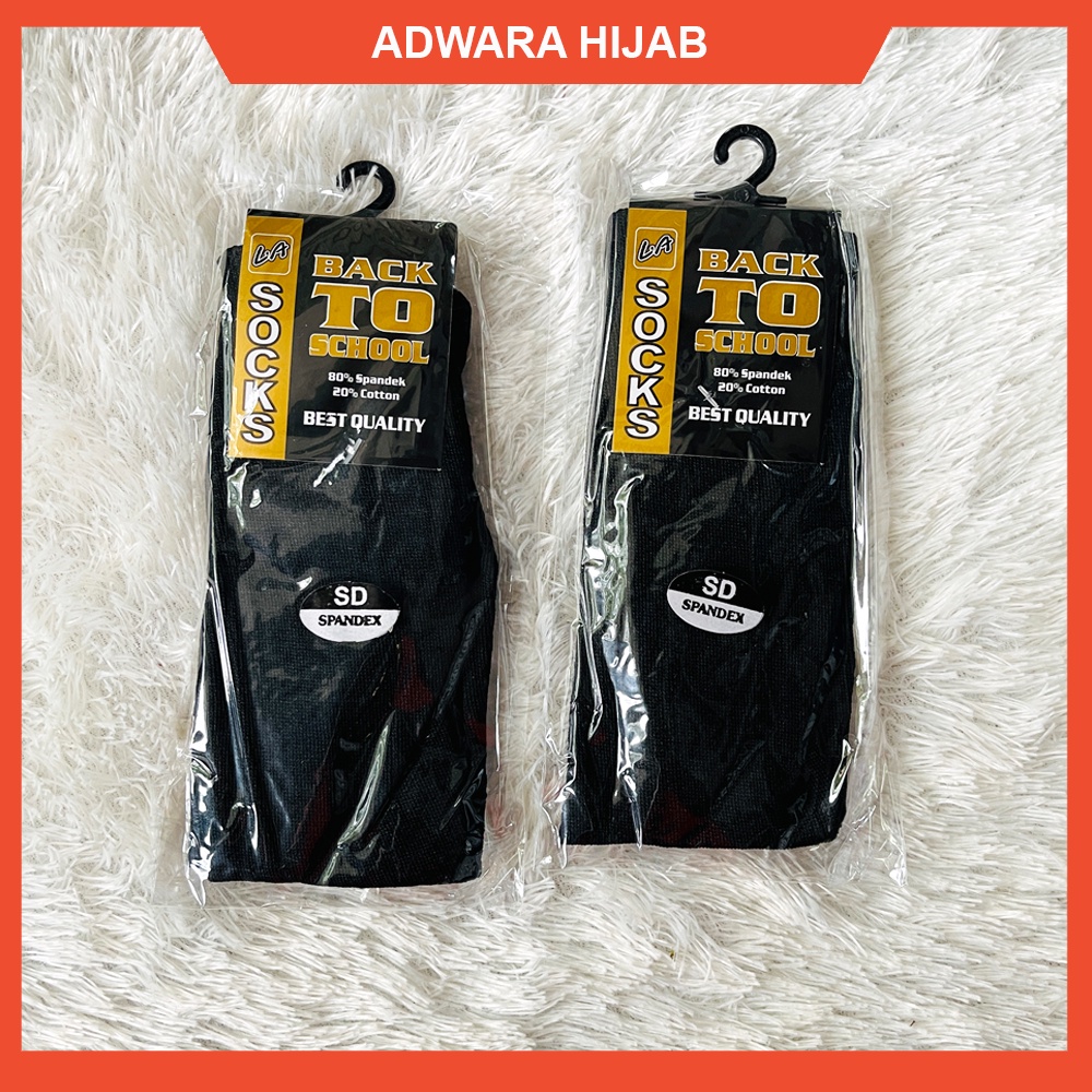 Kaos Kaki Sekolah Anak SD Warna Hitam dan Putih Telapak Hitam