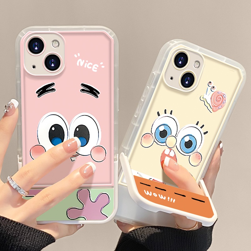 Soft Case TPU Transparan Shockproof Dengan Bracket Untuk iPhone 13 12 11 Pro X XR XS Max SE 2020 6 6S 7 8 Plus