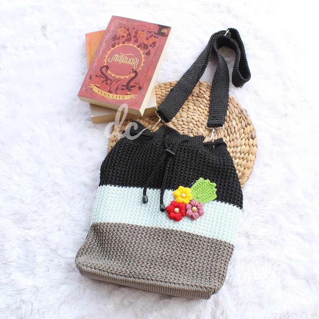 [d_crafts] Tas selempang rajut murah // sling bag rajut murah // tas selempang rajut serut bandung