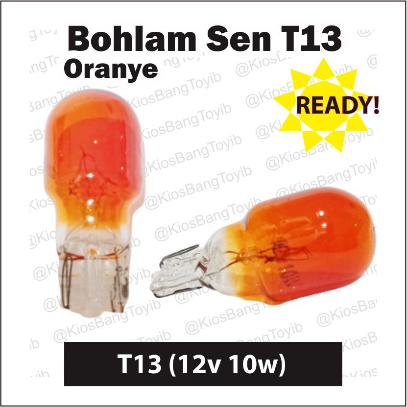 (10pc) Bohlam Lampu Sein Sen Senja T13 Warna Clear/Oranye 12v 10w &quot;IMPACT&quot;