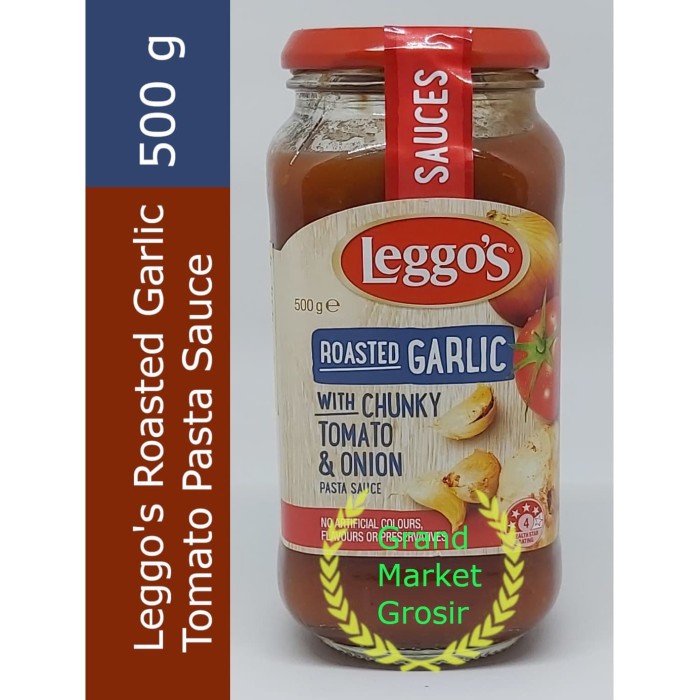 

Leggo's leggos Pasta Sauce Roasted Garlic Tomato Onion 500 g Leggos Roasted Garlic with Chunky Tomato & Onion Pasta Sauce 500 gr