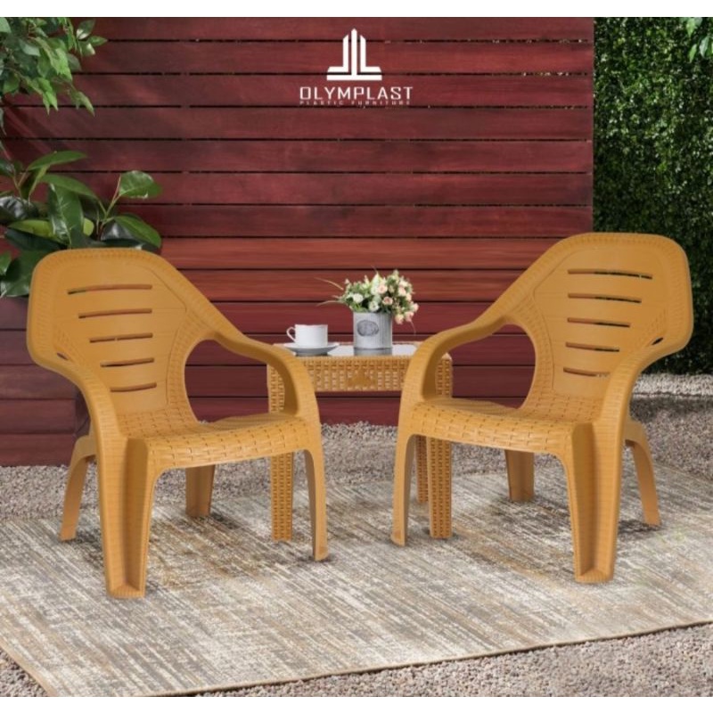 Kursi santai Plastik rotan olumplast ol 509 + octr, kursi dan set meja