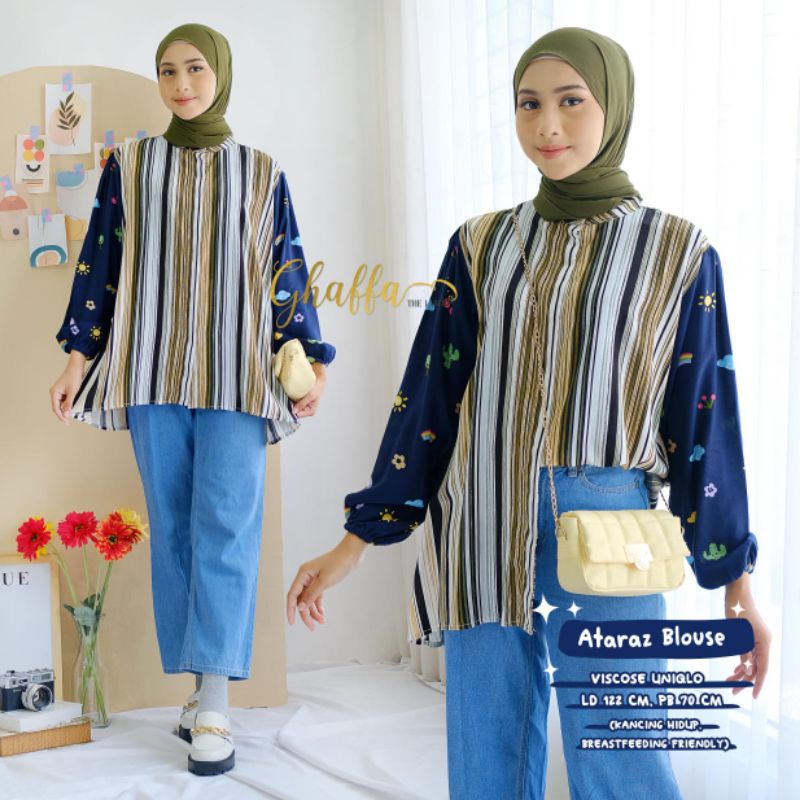Ataraz blouse motif 2in1 viscose by ghaffa the label
