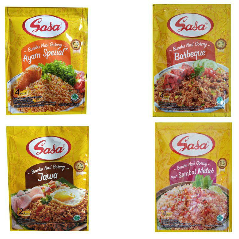 

Bumbu Nasi Goreng Sasa Sambal Mantah/Barbeque/Ayam Spesial/Jawa/Sayur Asem/Sayur Lodeh