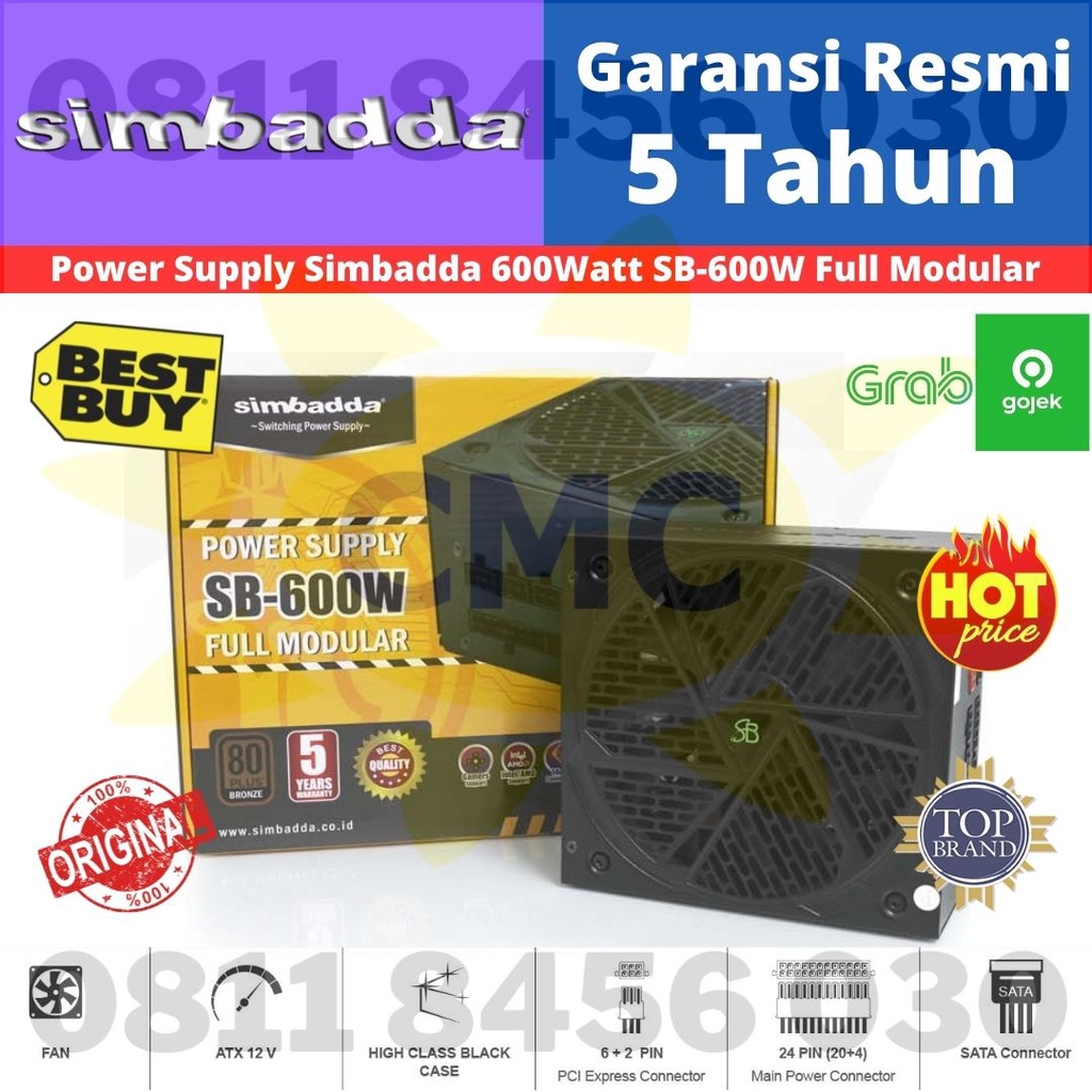 Simbadda Power Supply Gaming 600 Watt Full Modular