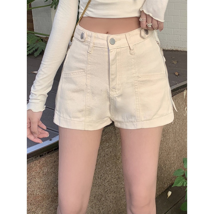 Celana hot pants jeans celana jeans pendek wanita korean style jeans biru high waist shorts pants kekinian seksi cewek denim ootd