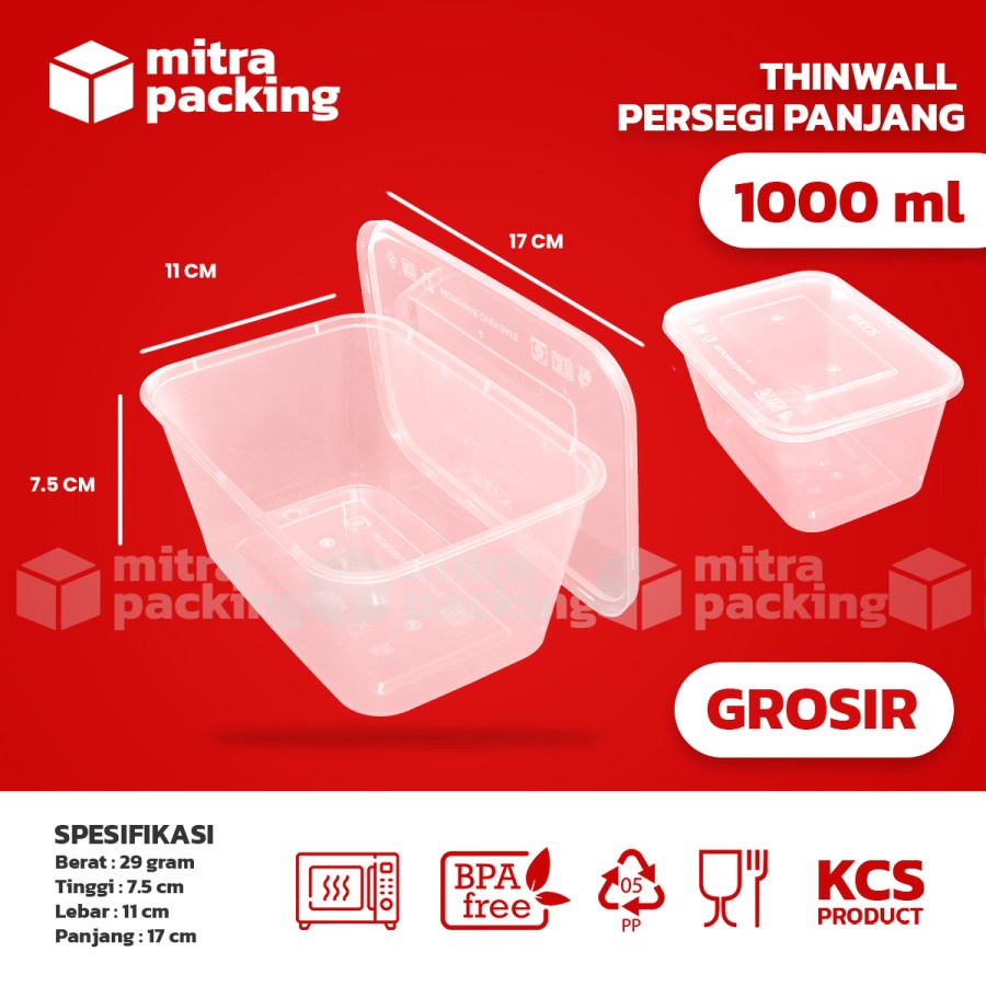 Thinwall 1000ml | Kotak Makan Plastik | Thin Wall 1000ml |Thinwall Grosir