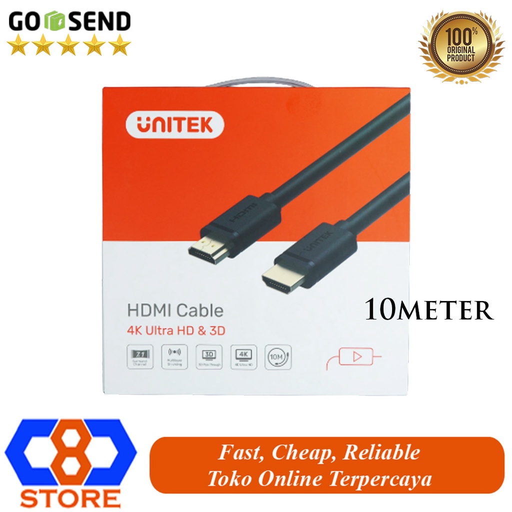 KABEL HDMI UNITEK 10M C142M KABEL HDMI PREMIUM 4K 3D GOLD PLATE