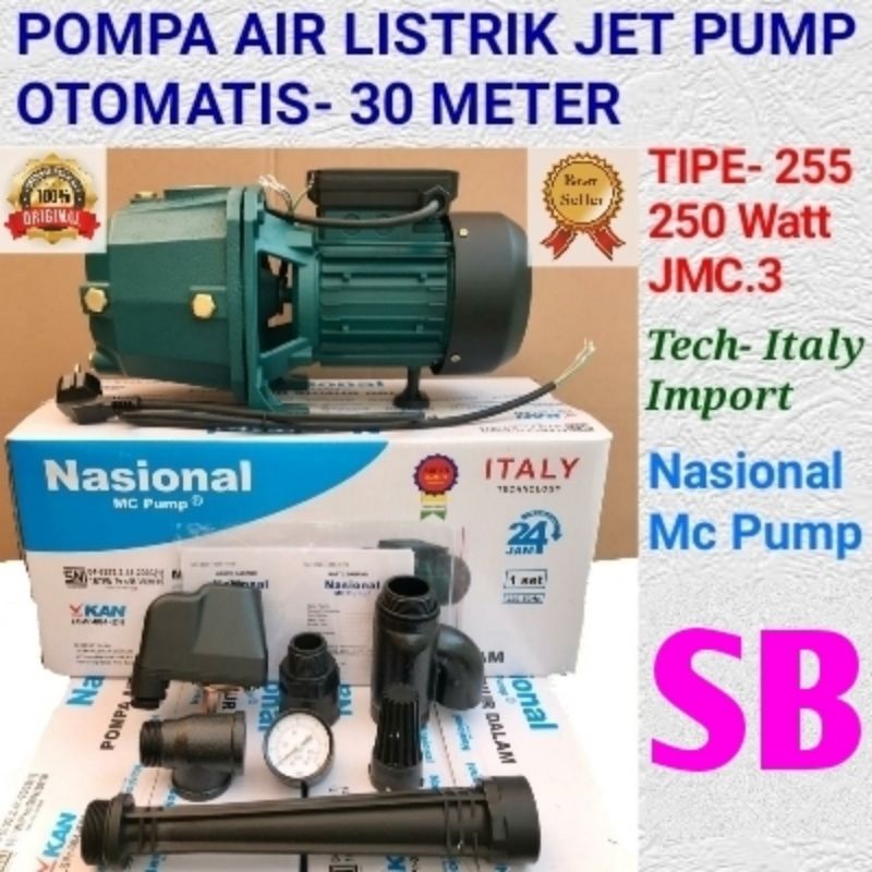 pompa air jet pump otomatis dabavon 255-30 meter/nasional/sanyo/national jetpump