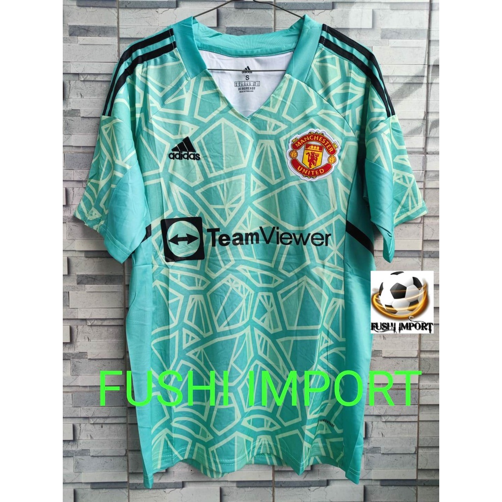 Jersey Baju Bola MU Kiper Goalkeeper Home Away 3rd Third Hijau Green 2022 2023 Grade Ori