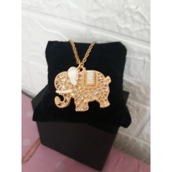 Kalung  Titanium Rantai Panjang Gold Gajah