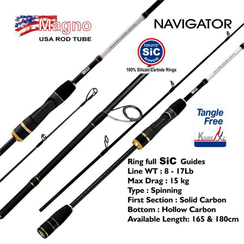 joran pancing carbon sambung  2 magno navigator 165 180 murah laris semarang