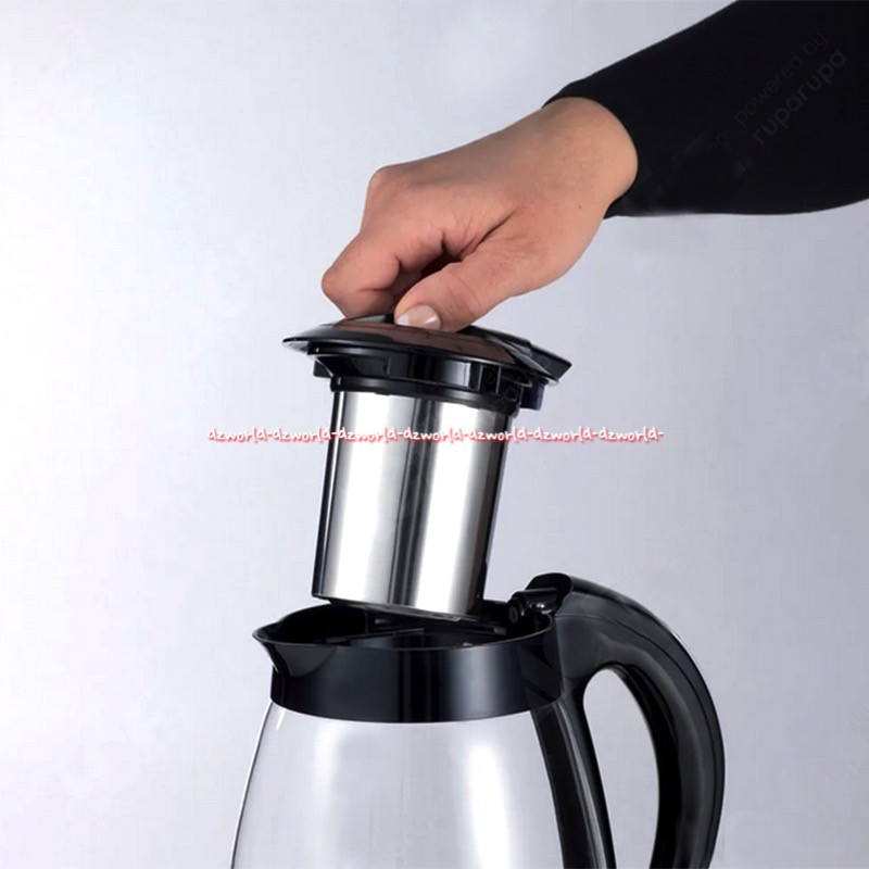 Ariete Tea Electric Kettle Teko Cerek Teh Listrik dengan Saringan 1L Hitam Kaca Ariette