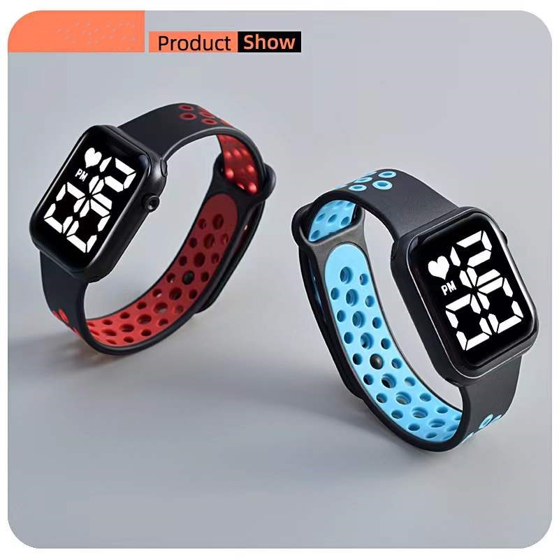 Jam Tangan Digital IP67 Tahan Air Led Rubber touch screen Fashion Pria Wanita Anak Watches